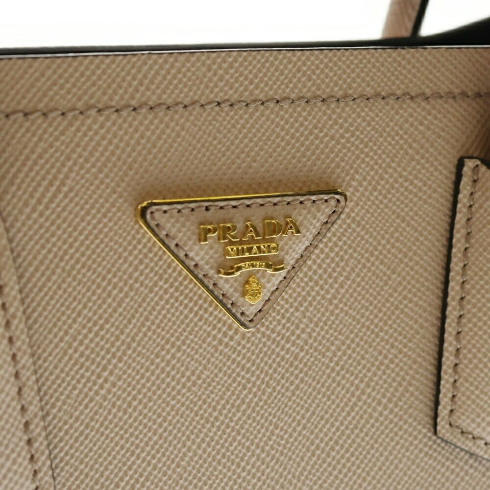 Prada Pink Handbag Beige Bag Tan Shoulder Pink Double Saffiano - Picture 5 of 6